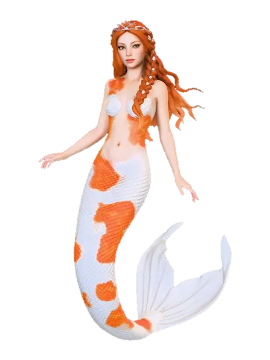 Koi Mermaid Majesty - Kingdom 3D model, vytvořený pomocí AI
