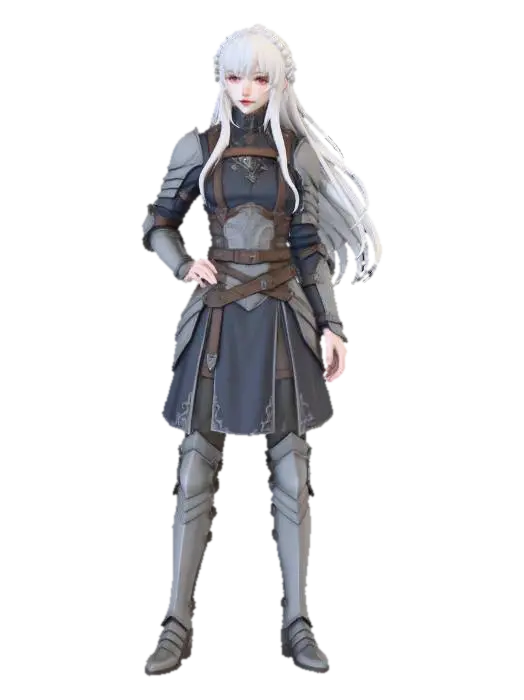 Silver Warrior Princess - Kingdom 3D model, vytvořený pomocí AI