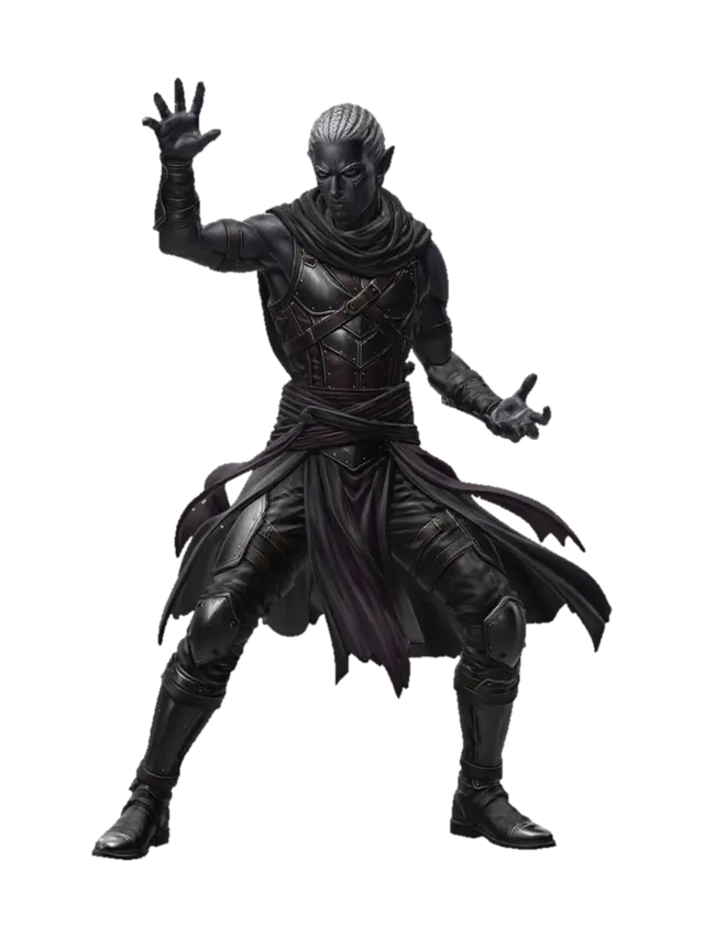 Midnight Drow Warlord 3D model, vytvořený pomocí AI