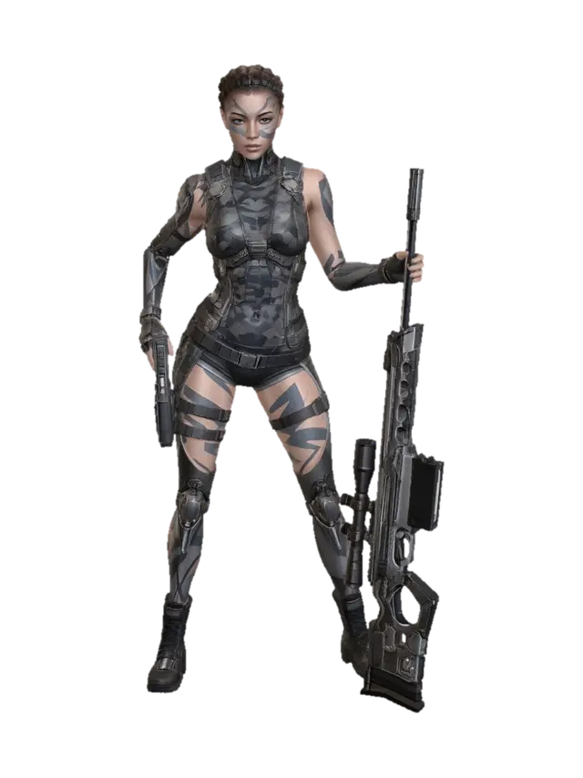 Cyber Military Sniper - Visor 3D model, vytvořený pomocí AI