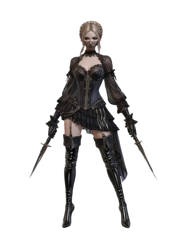 Modelo 3D de Lace and Steel Nightblade - Rococo, gerado por IA