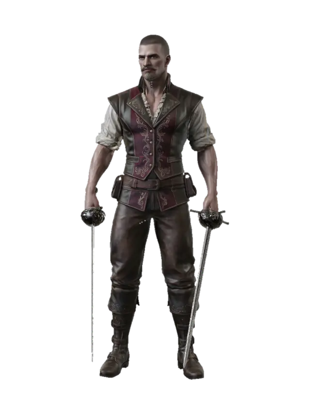 Crimson Duelist - Swordsman 3D model, vytvořený pomocí AI