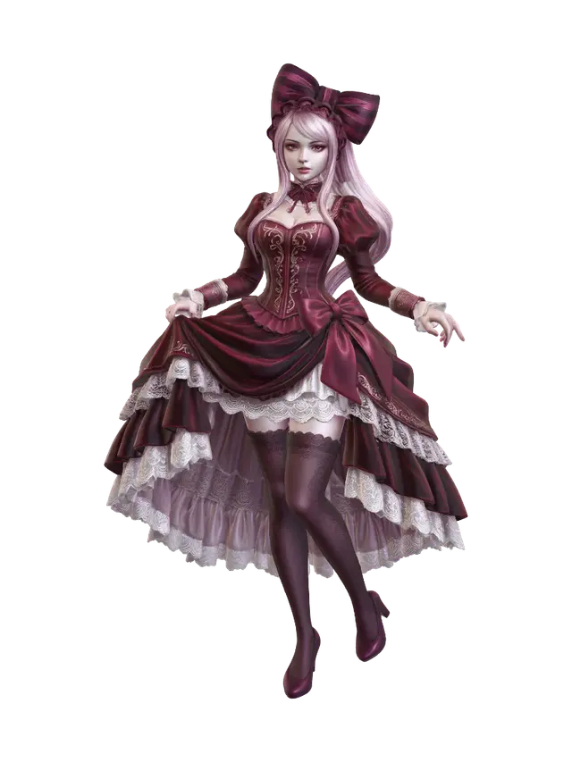 Lady Shalltear - Rococo model 3D, wygenerowany przez AI