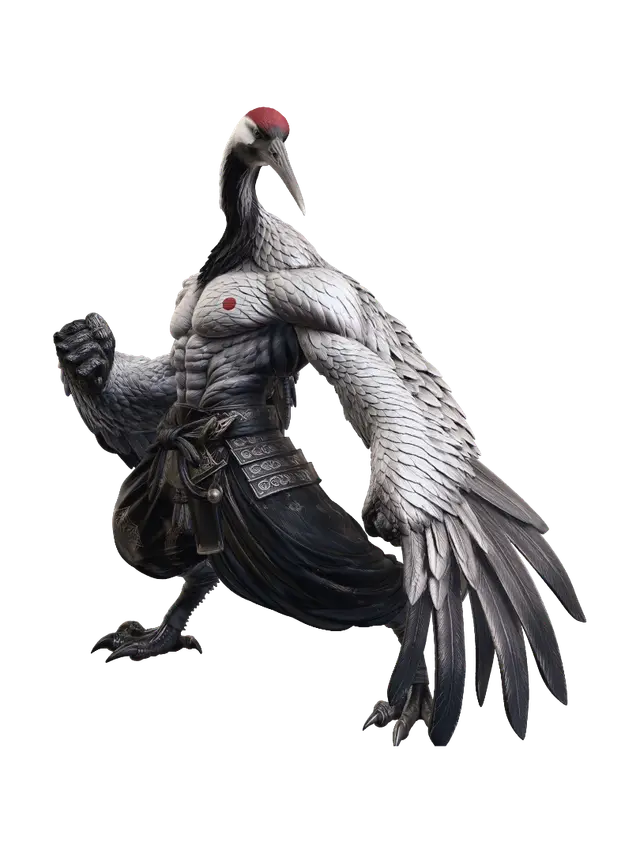 Crimson Crane Warrior - Combatant 3D model, vytvořený pomocí AI