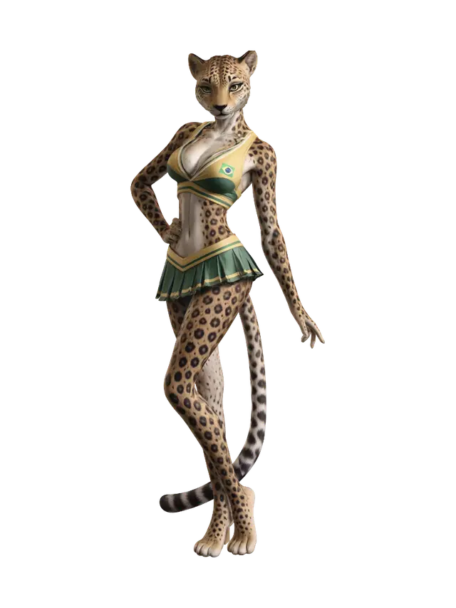 3D model for Cheetah Cheerleader in Brazil Colors