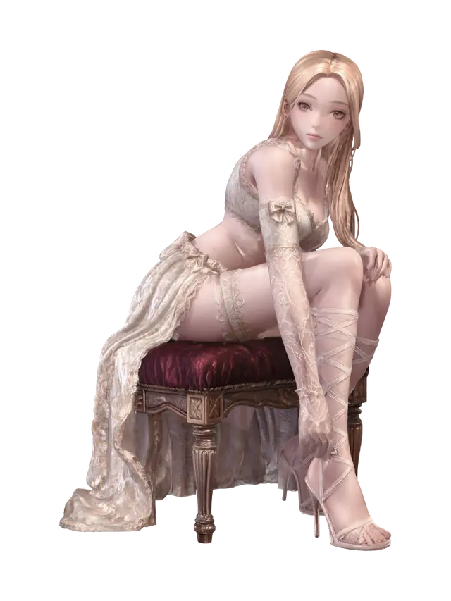 Modelo 3D de Sitting Elegance in White - Rococo, gerado por IA