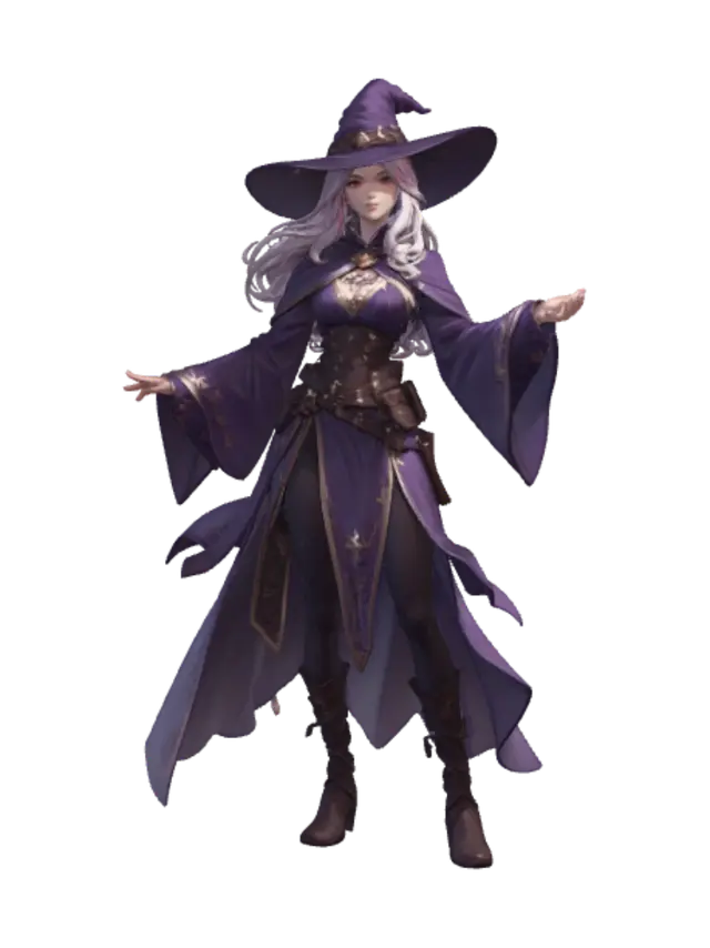 Violet Moon Witch - Sorcery 3D model, vytvořený pomocí AI