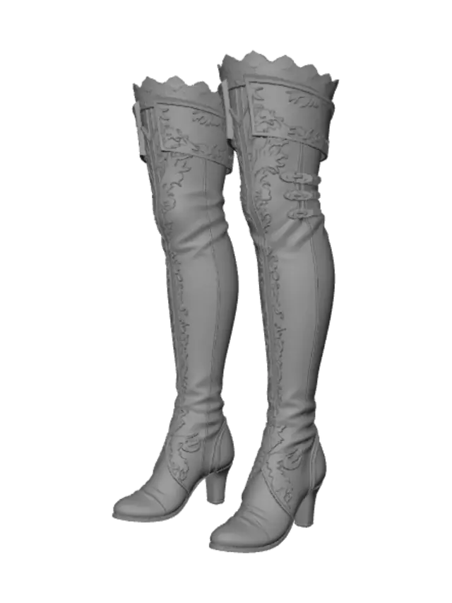 3D model for Ornate Blue Thigh-High Boots