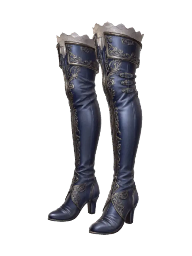3D model for Ornate Blue Thigh-High Boots