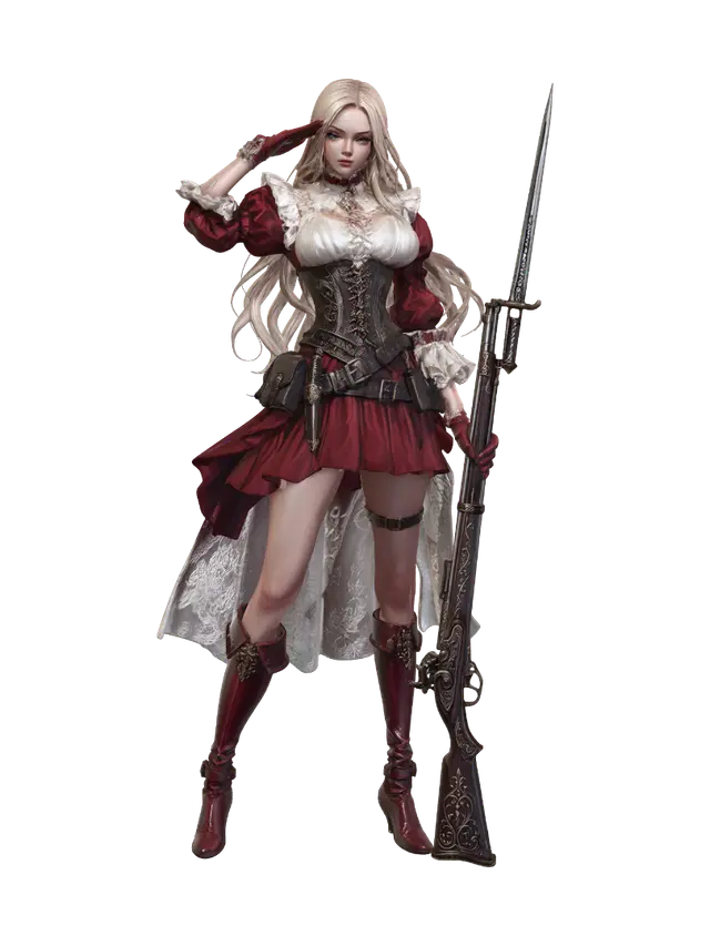 Tall Crimson Musketeer - Rococo model 3D, wygenerowany przez AI