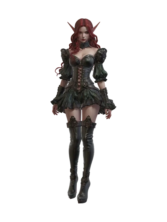 Modelo 3D de Crimson Enchantress - Rococo, gerado por IA