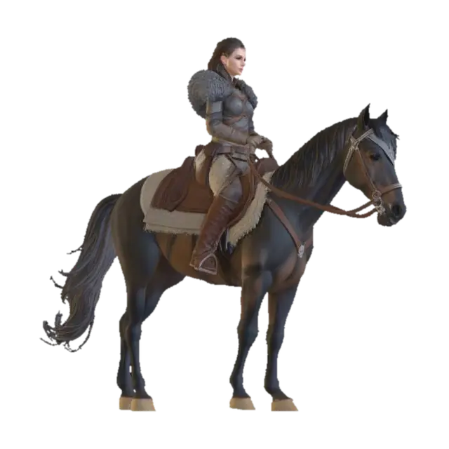Warrior on Horseback - Mounted 3D model, vytvořený pomocí AI