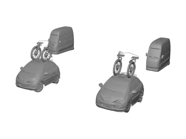 3D model for Bicycles on Roof Rack on Highway