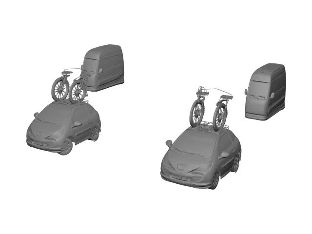 3D model for Bicycles on Roof Rack on Highway