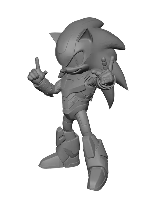 3D model for blue and red sonic hedge hog wearing blue red and white iron man armour