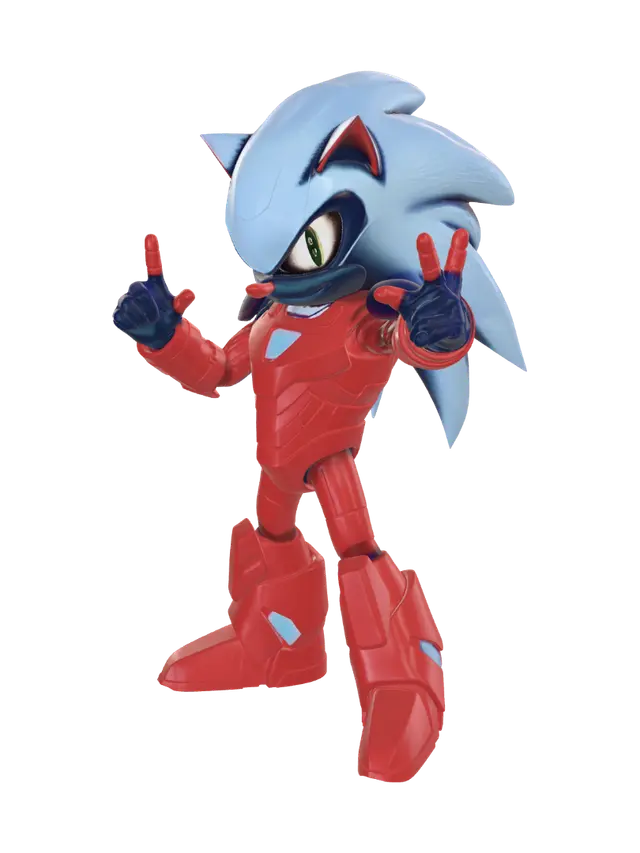 3D model for blue and red sonic hedge hog wearing blue red and white iron man armour