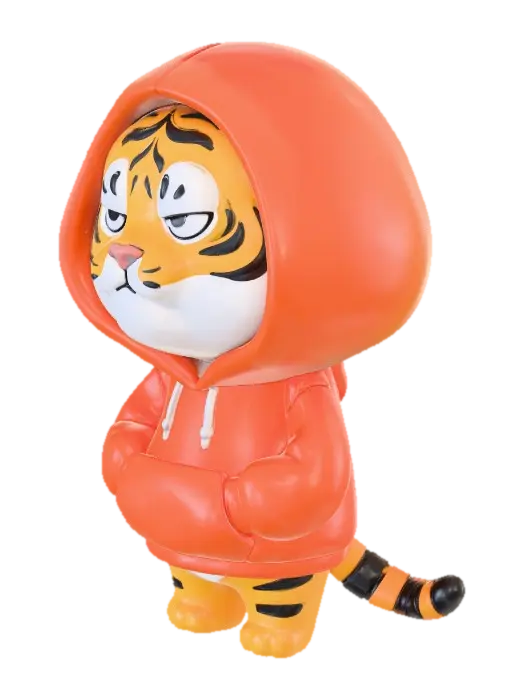 Hooded Tiger Serenity - Bigcat 3D model, vytvořený pomocí AI