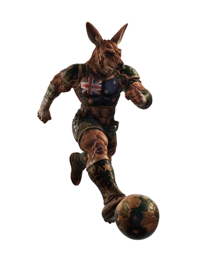 Aussie Kangaroo Kickoff 3D model, vytvořený pomocí AI