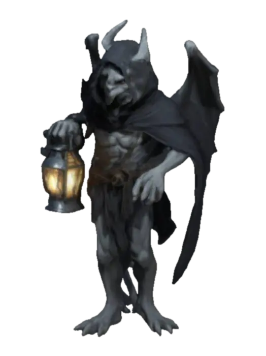 gargoyle , A Gargoyle character with gray skin. Dressed with a with a dark… - Gentileschi 3D model, vytvořený pomocí AI