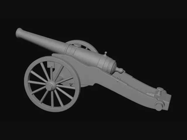 3D model for historical ottoman cannon, 1915 world war 1 style, low poly, game asset