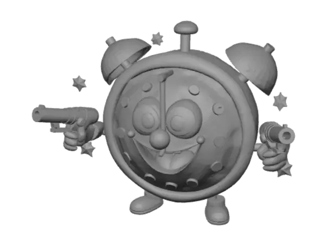 3D model for Overly large cartoon clock with handguns