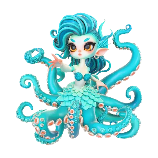 OctoEnchantress - Octopus 3D model, vytvořený pomocí AI