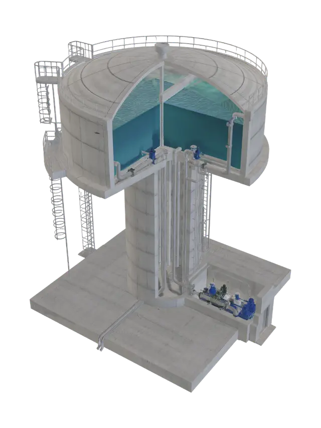 3D model for Cutaway Water Tank with Valve Chamber