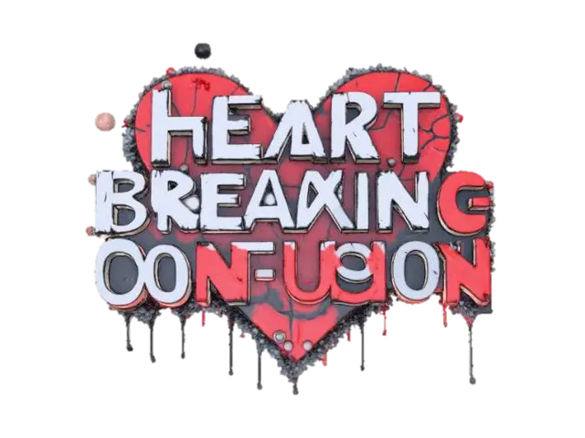 Logo music band with: Heart Breaking Confusion. 3D model, vytvořený pomocí AI