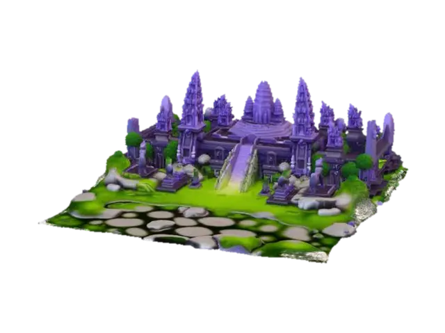 Modèle 3D Abstract, anime genera landscape, ancient temple grounds., généré par IA