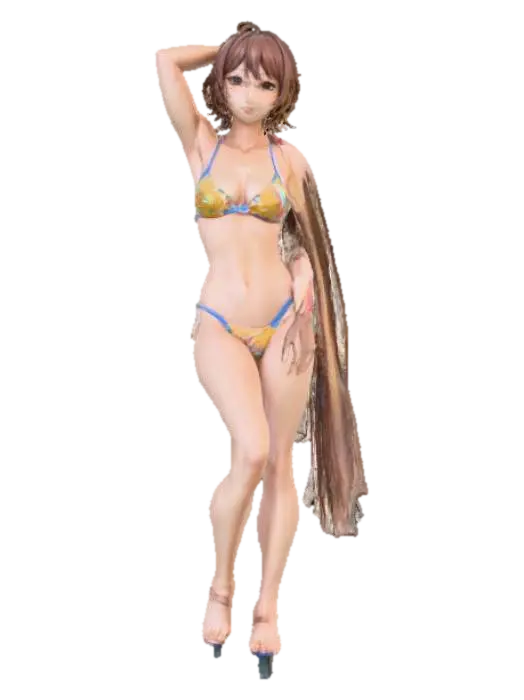 High detail, anime female figure, wearing swimsuit, wall decoration. - Waifu 3D model, vytvořený pomocí AI