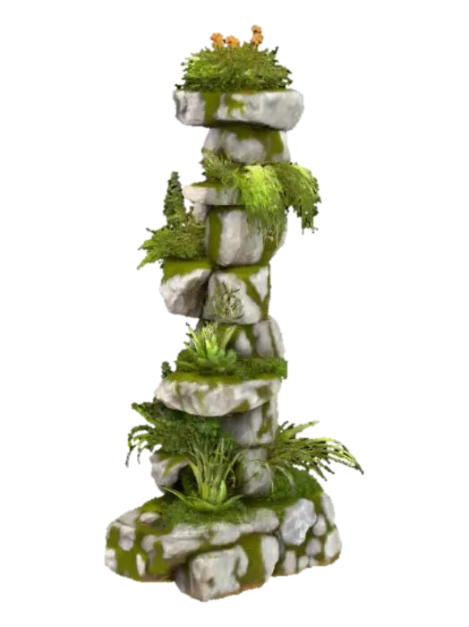 High detail, Rocky Pillar, multi plant stand. 3D model, vytvořený pomocí AI