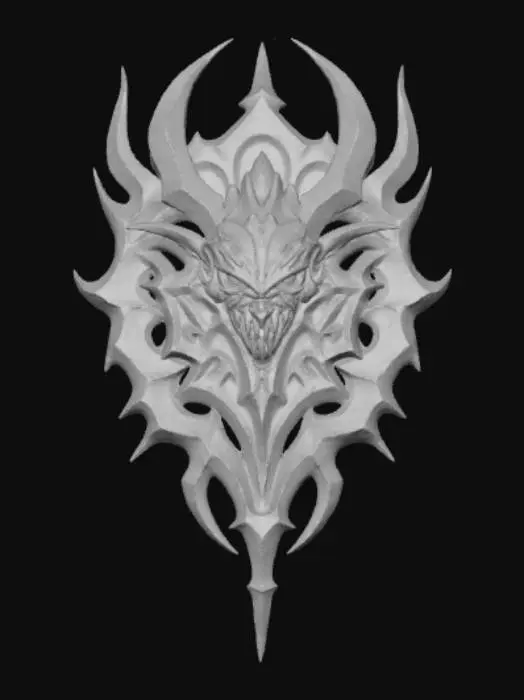 3D model for High detail, abstract, monster crest insignia