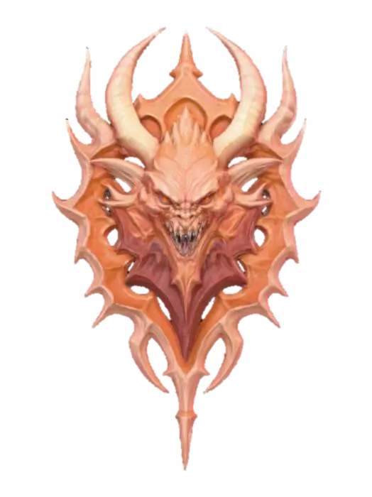 High detail, abstract, monster crest insignia 3D model, vytvořený pomocí AI