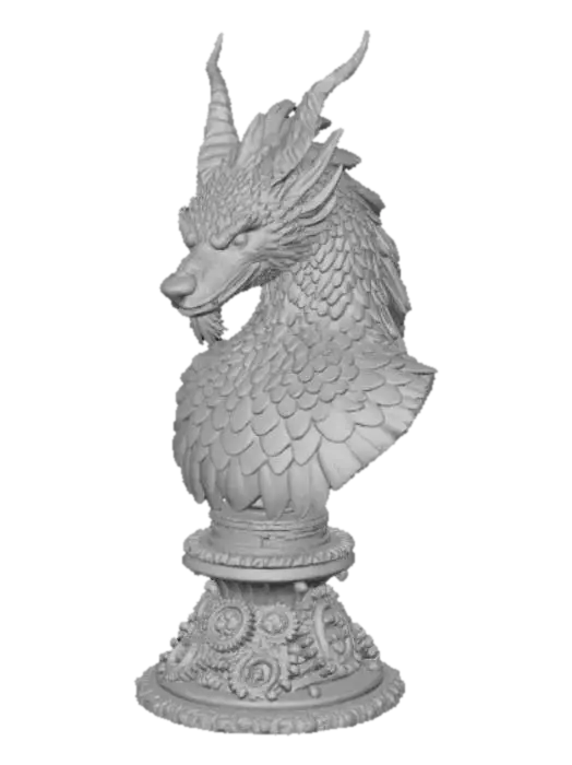 3D model for High detail, steam punk, animal bust, on pedestal.