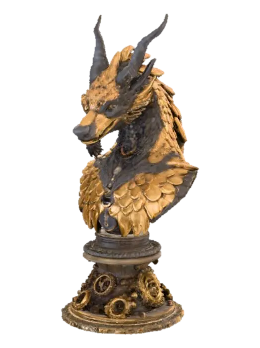 3D model for High detail, steam punk, animal bust, on pedestal.