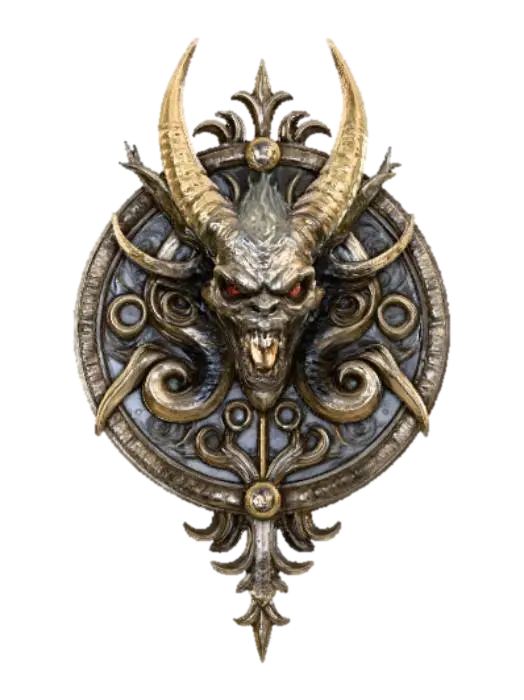 3D model for High detail, circular, monster crest insignia.