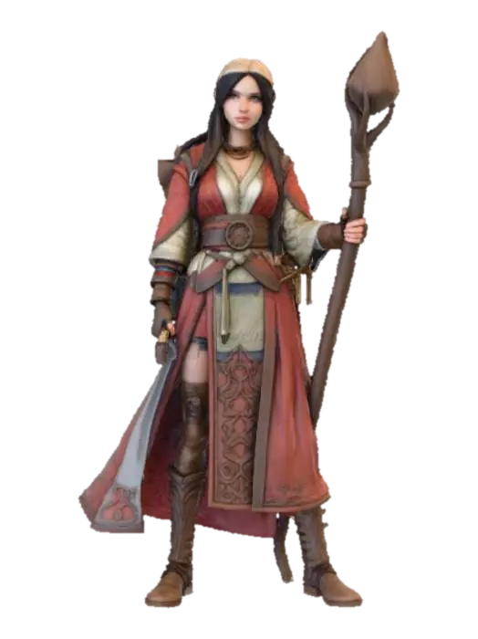 Fantasy Female extravagent adventurer - Wearable 3D model, vytvořený pomocí AI