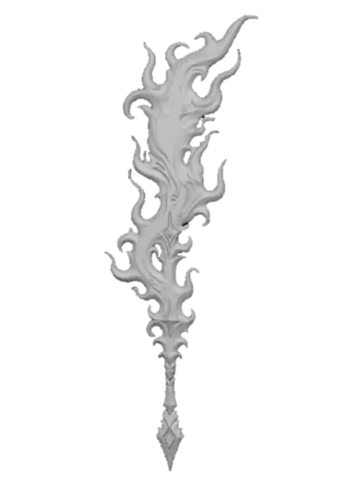 3D model for Anime style, extravagant, weapon, with abstract design