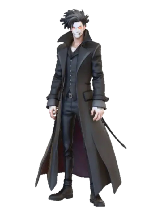 Anime style psycho bad guy - Badguy 3D model, vytvořený pomocí AI