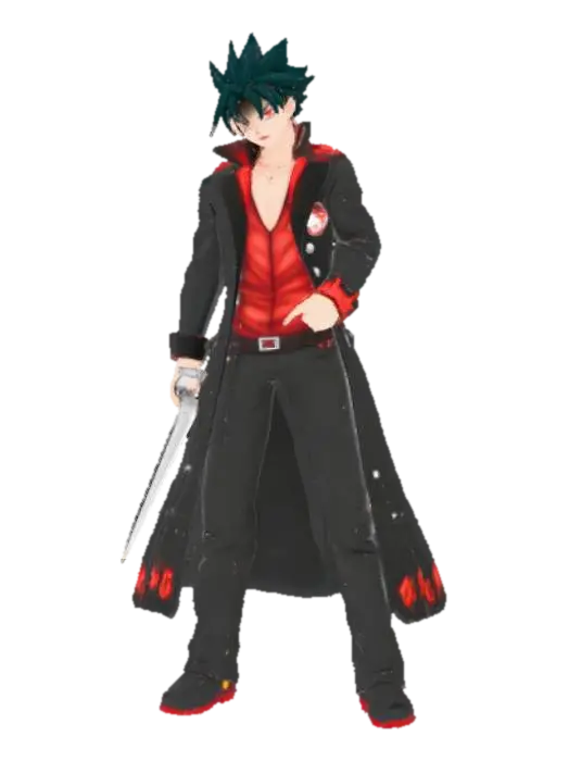 Anime style psycho bad guy - Badguy 3D model, vytvořený pomocí AI