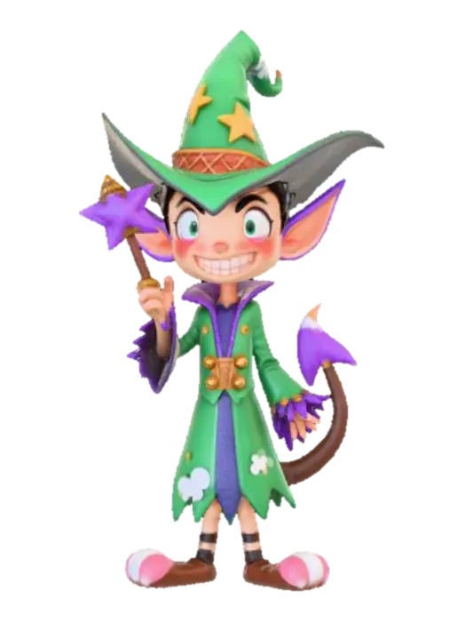 Anime style whimsical bad guy - Badguy 3D model, vytvořený pomocí AI