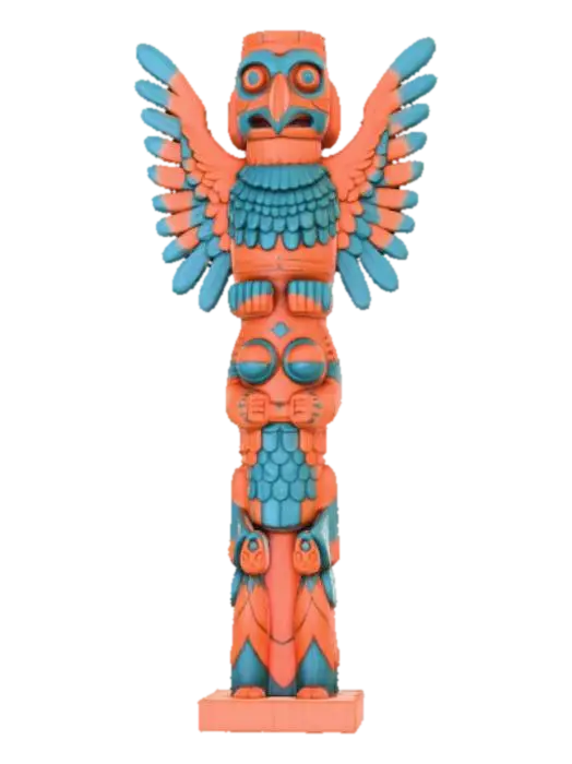#Thanksgiving#, totem pole - Crafts 3D model, vytvořený pomocí AI