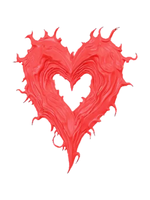 High Detail, Heart Breaking Confusion, Logo 3D model, vytvořený pomocí AI