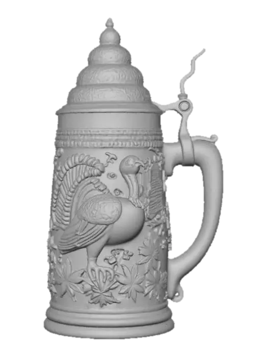 3D model for High detail, Beer Stein, with embossed thanksgiving design, #Thanksgiving#