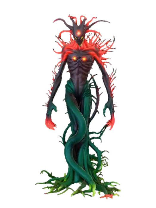 High detail, violent, demon plant 3D model, vytvořený pomocí AI