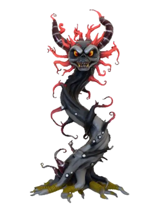 High detail, violent, demon plant 3D model, vytvořený pomocí AI