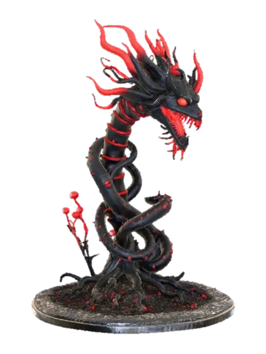 High detail, violent, demon plant 3D model, vytvořený pomocí AI