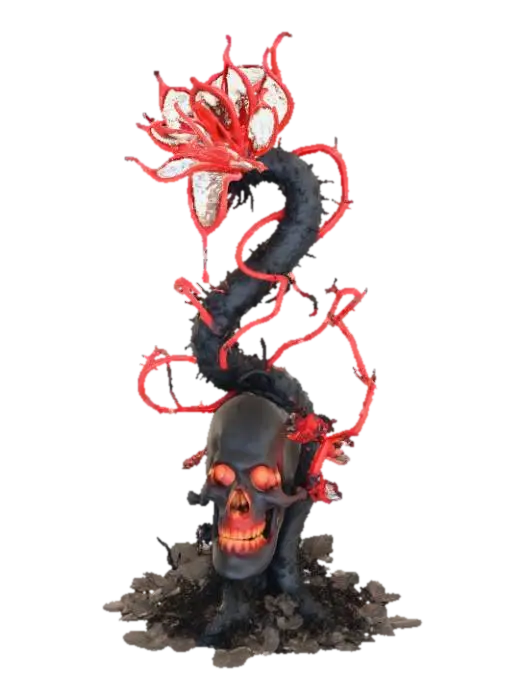 High detail, violent, demon plant 3D model, vytvořený pomocí AI