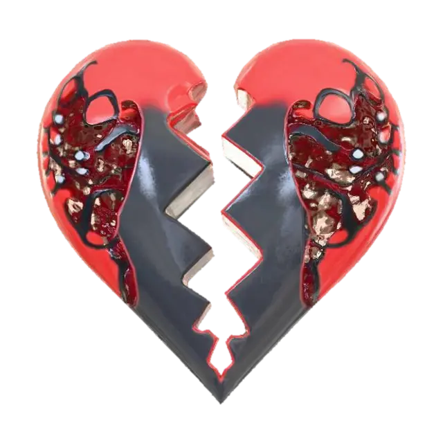 Logo music band with: Heart Breaking Confusion. 3D model, vytvořený pomocí AI
