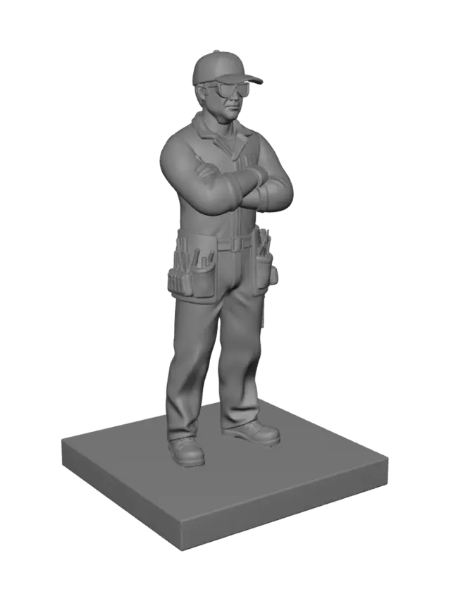 3D model for Blue-Collar Technician on a Platform